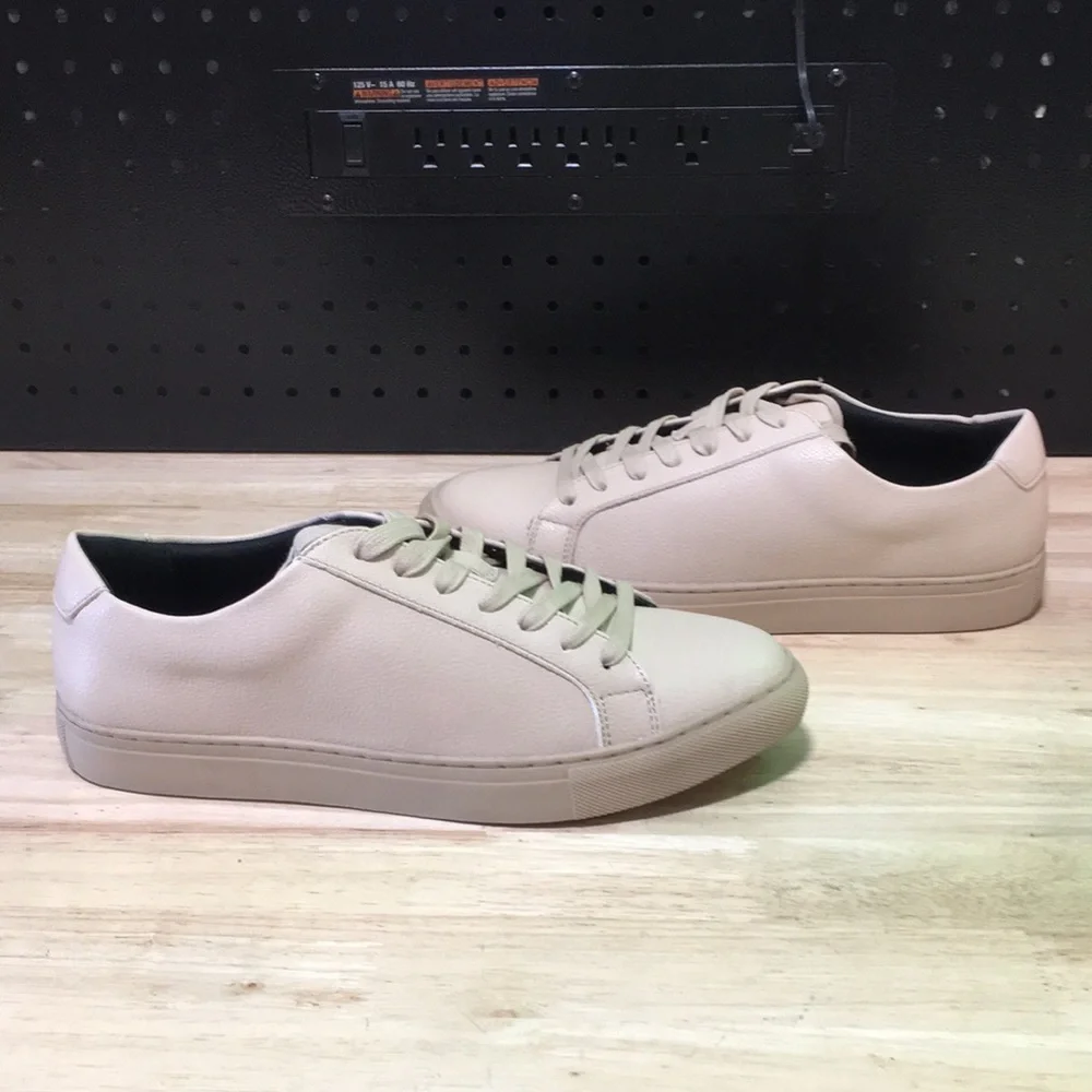 New WB Alfani Men’s Beige Leather Low-Top Sneakers